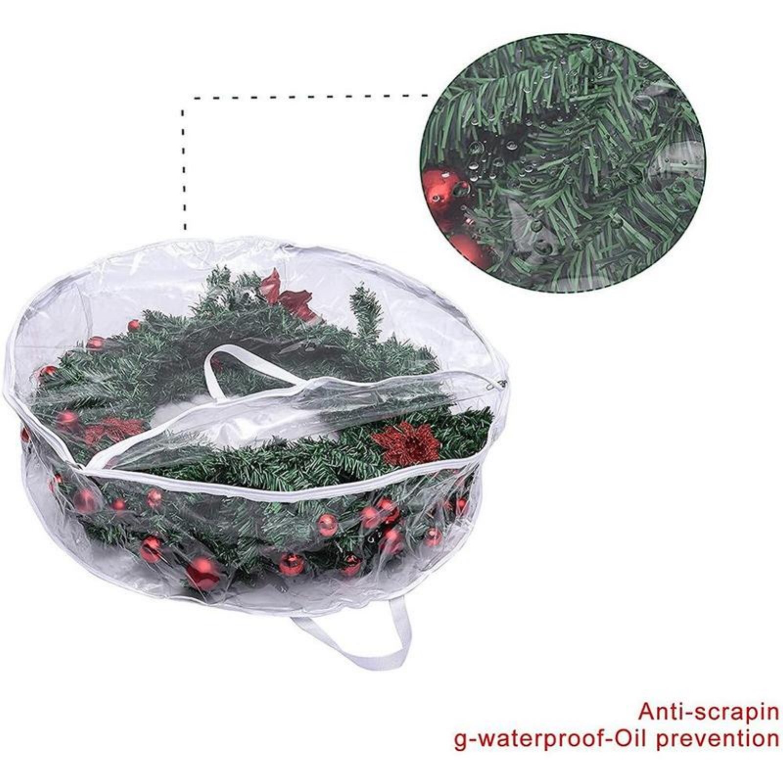 Pvc Ronde Transparante Kerstkrans Verpakking Zak Vochtbestendige Anti-Scheur Thuis Kerstboom Krans Opbergtas