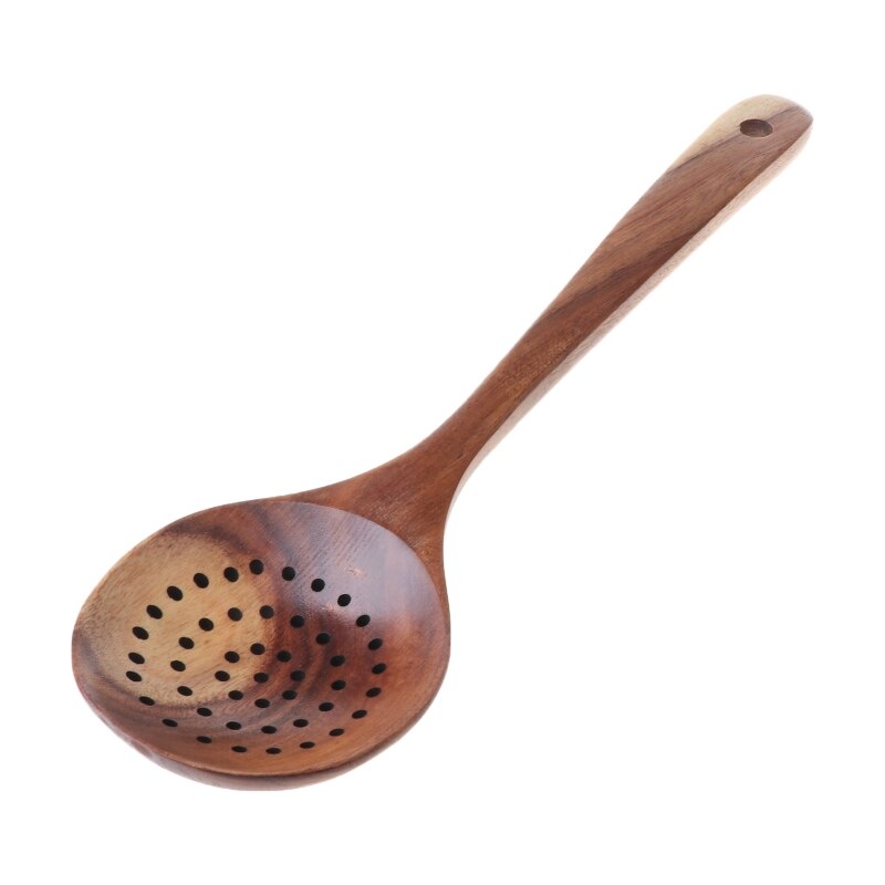 Wood Kitchen Long Handled Strainer Spoon Wooden Skimmer Utensils Cooking Tools