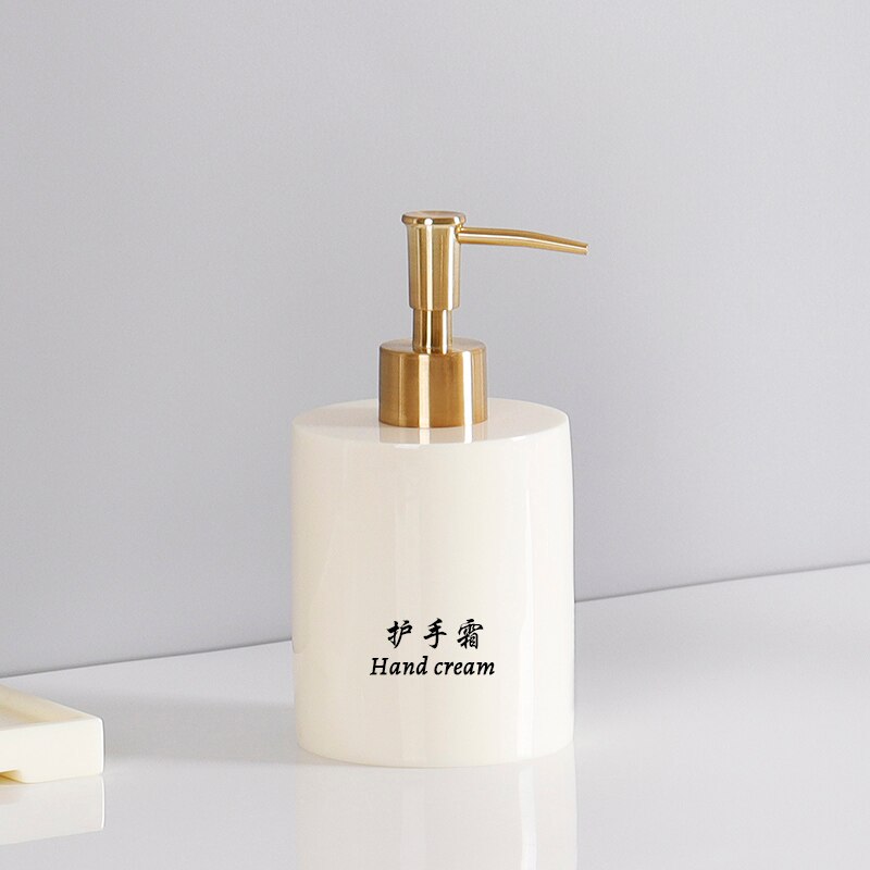 Ensemble d'accessoires de salle de bain nordique en résine, bouteille de savon liquide, distributeur de shampoing, boîte à mouchoirs, plateau, outils de lavage, organisateur de toilettes 1 pièce: B --8x16cm  400ml