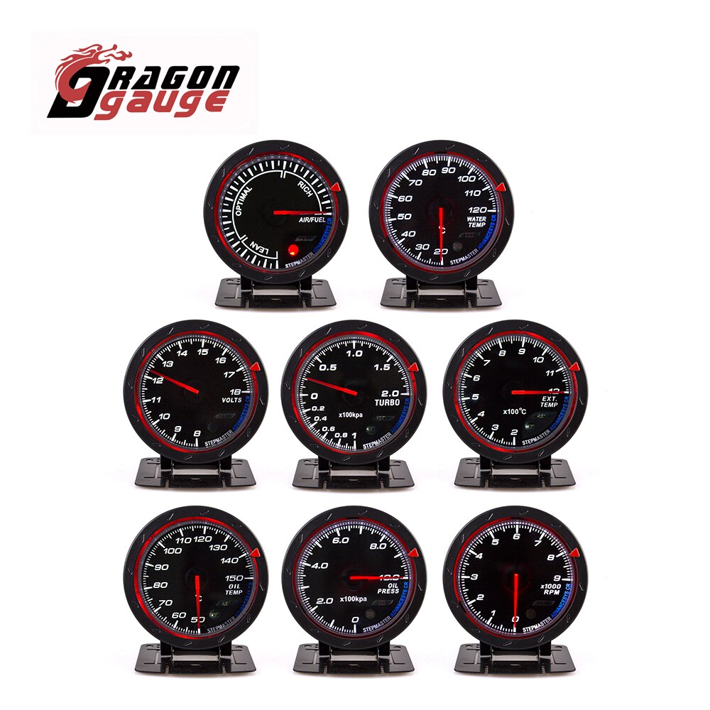 DRAGON GAUGE 60MM Tachometer RPM Water Temp Oil Temp Oil Press Boost Voltmeter Air Fuel Ratio EGT Gauge Car Gauge for 12V Car