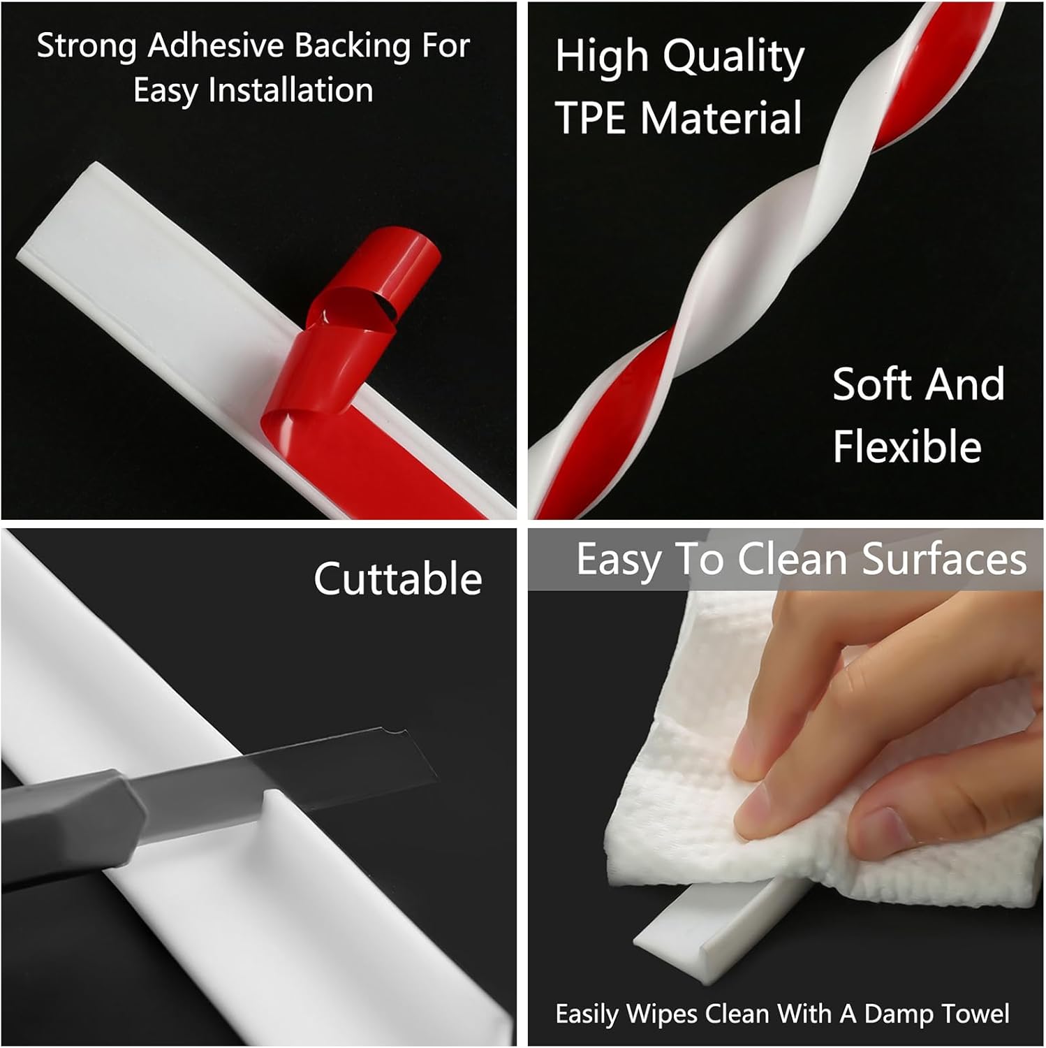 Barrière auto-adhésive en Silicone, barrage d'eau pour comptoir de cuisine, barrière étanche, salle de bains, douche, bouchon d'eau, protection, séparation sèche et humide