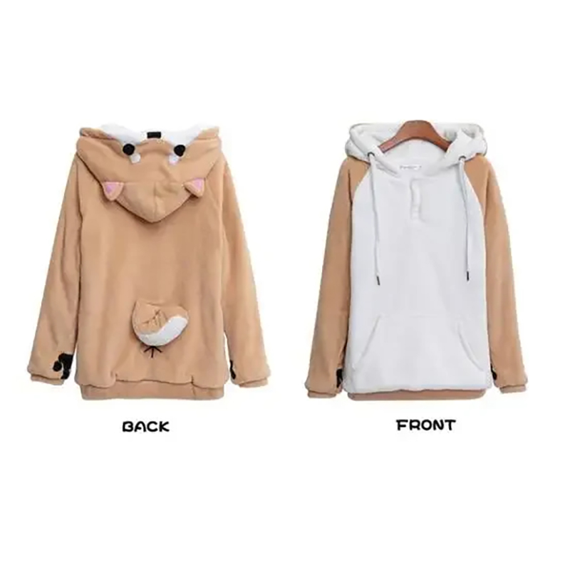 Shiba Inu Doge-abrigo de felpa con capucha para mujer, sudadera de terciopelo de manga larga con dibujos animados, estilo Kawaii, cálido, invierno, navidad