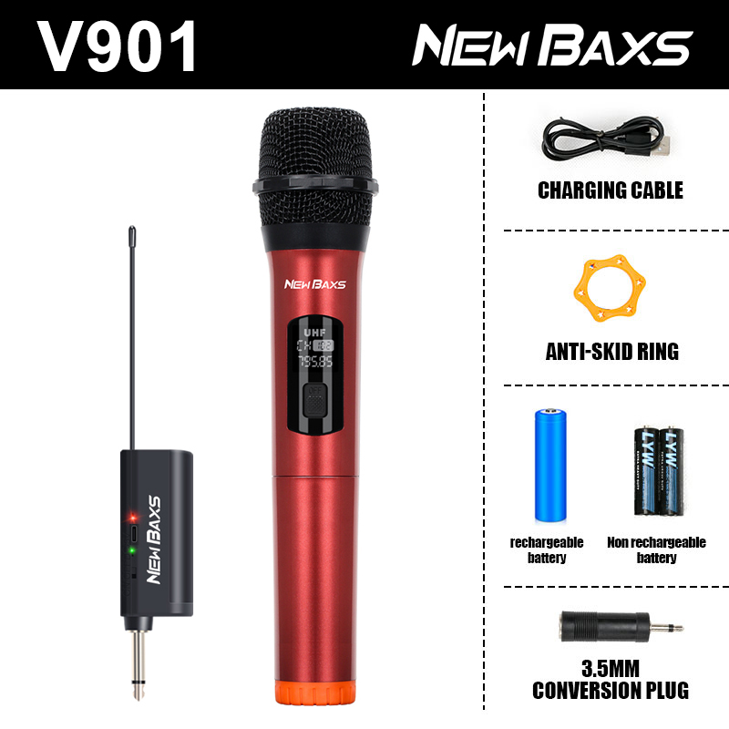 Draadloze microfoon Dynamische handmicrofoons Karaokemicrofoonmicrofoon met oplaadbare ontvanger voor bruiloftsfeest Kerkclub: orange