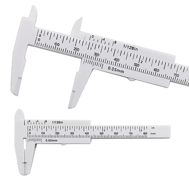 80mm Mini Plastic Sliding Vernier Caliper Gauge Measure Tool Ruler Micrometer Accurate Measurement Tool Standard Vernier Caliper: white