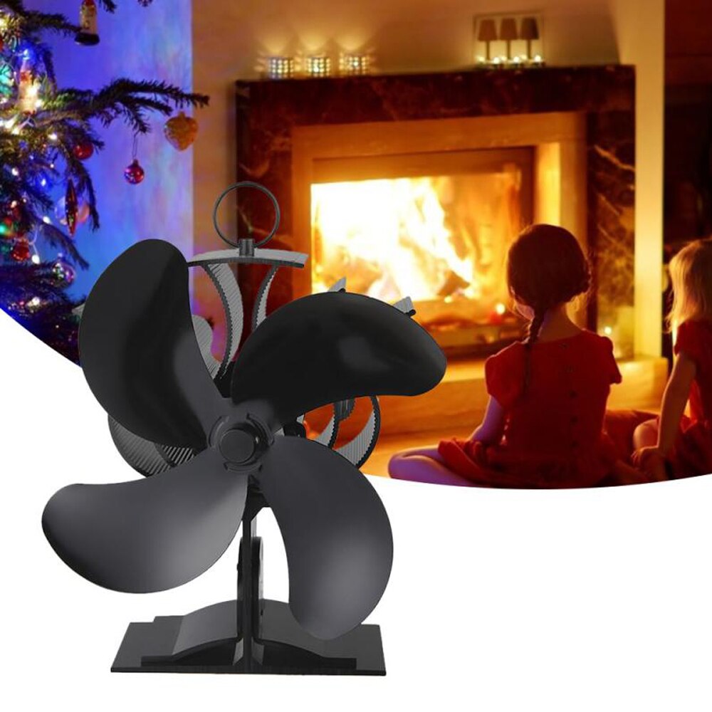 4-Blade Heat Powered Stove Fan Blades Heat Distribution Stove Fans Blades Gas Wood Log Burners Fireplace Parts