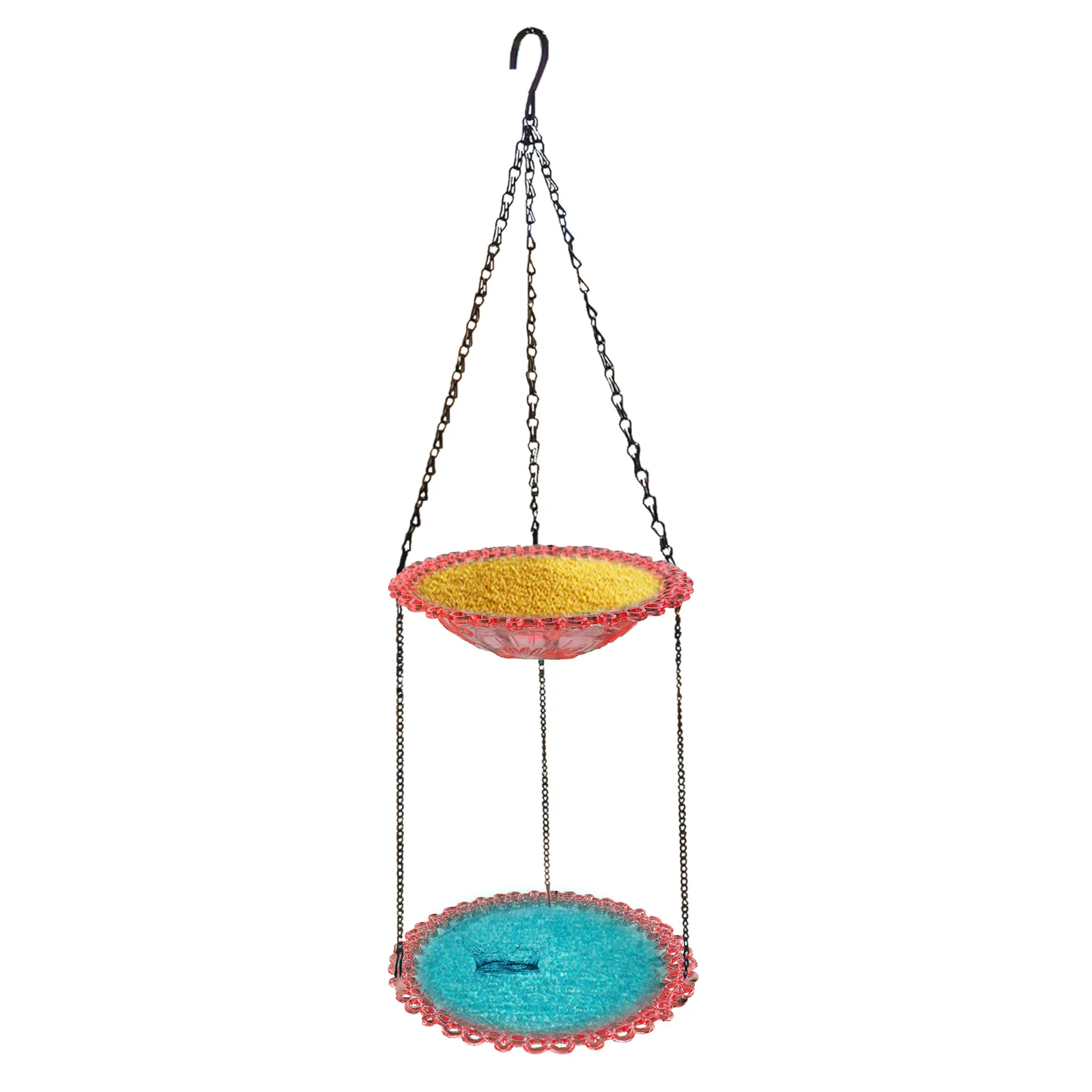 Bird Feeder Double-layer Outdoor Hanging Bird Feeder Bird Bath Courtyard Garden Hummingbird Feeder: green