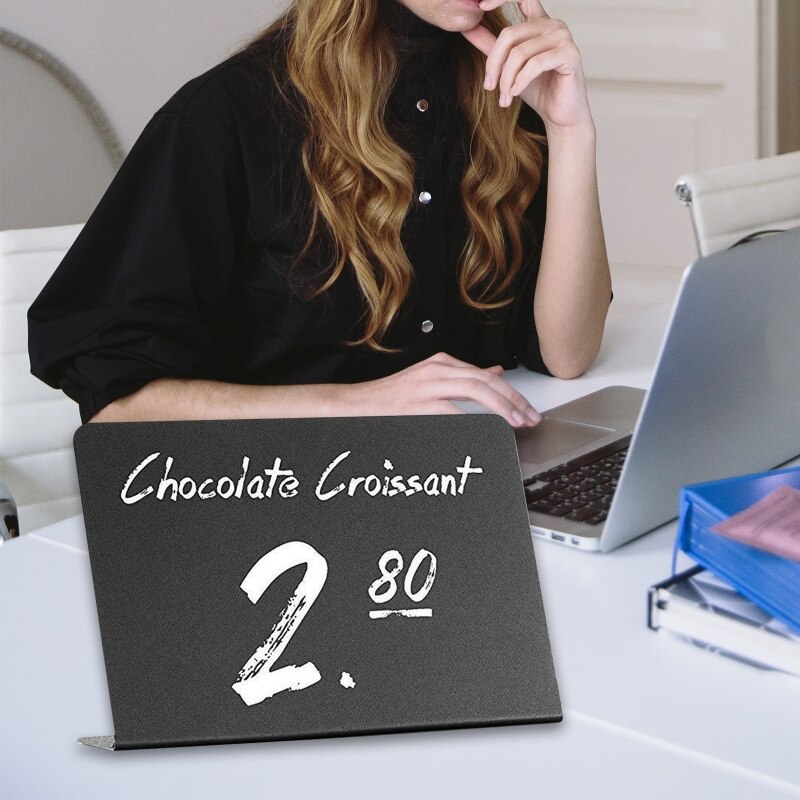 10 Pack Rustic Acrylic Mini Chalkboard Signs - Easy to Write and Wipe Out - for Liquid Chalk Markers and Chalk for Party