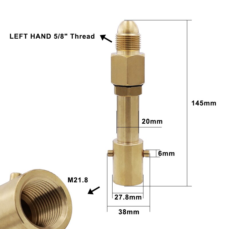 Fyll gasflaskcylinder uk bajonett lpg filler till mässingsadapter: Typ 2 145mm