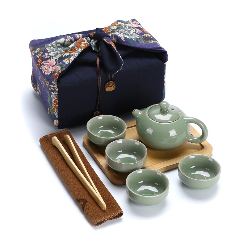 Chinesische Kung Fu Tee-Set Keramik Tragbare Teekanne Set Im Freien Reise Gaiwan Tee Tassen Tee Zeremonie Teetasse Trink Fine: L