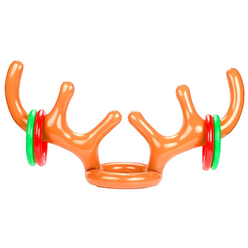 Interessante Opblaasbare Santa Grappig Reindeer Antler Hoed Ring Toss Kerstvakantie Party Game Supply Speelgoed Opblaasbare Gewei Tool