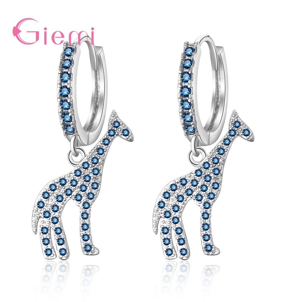 Koreaanse 925 sterling zilveren giraffe oorbellen voor dames en kinderen, schattige dieren oorbellen in boho stijl met strass steentjes: Warm stempelen
