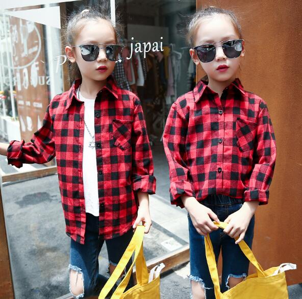 Camisa escolar de manga larga para adolescentes, blusa a cuadros de otoño, Top para niñas, ropa para niños de 5, 6, 7, 8, 9, 10, 11 y 12 años