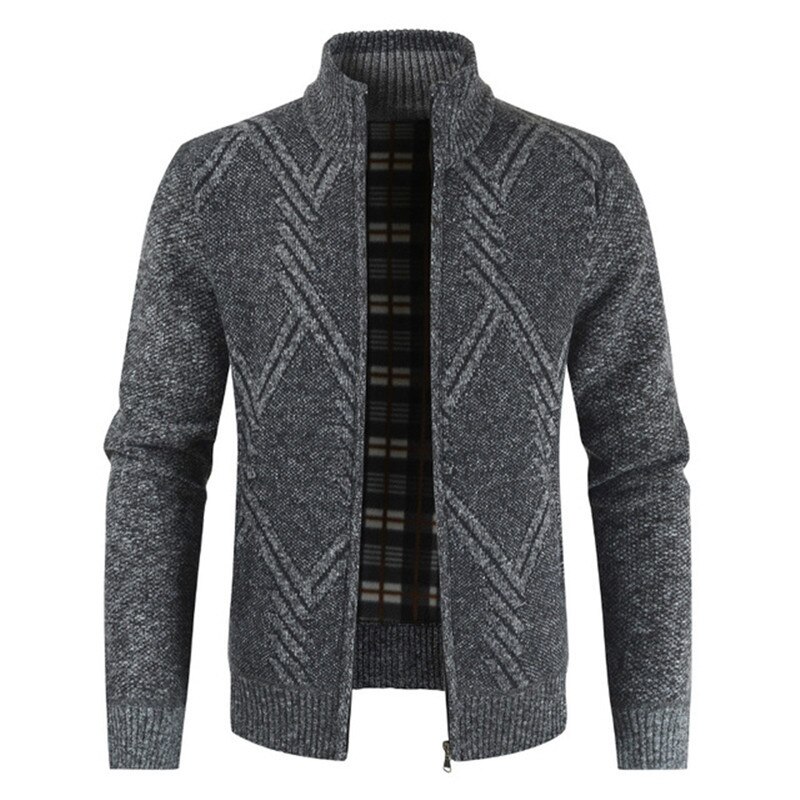 Cardigan en coton pour hommes, pull, pull, pull, géométrique, fermeture éclair, Slim Fit, printemps automne