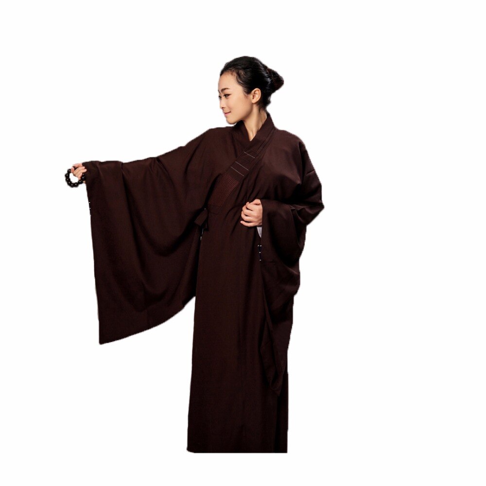 Unisex ogenomskinlig cambric lekmannamunk dräkt klädsel buddhism uniform