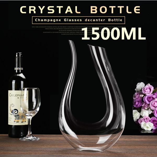 1500Ml Decanter Fles Jug Schenker Beluchter U-Vormige Decanter Crystal Rode Wijn Brandy Champagne Glazen Voor Familie Bar party