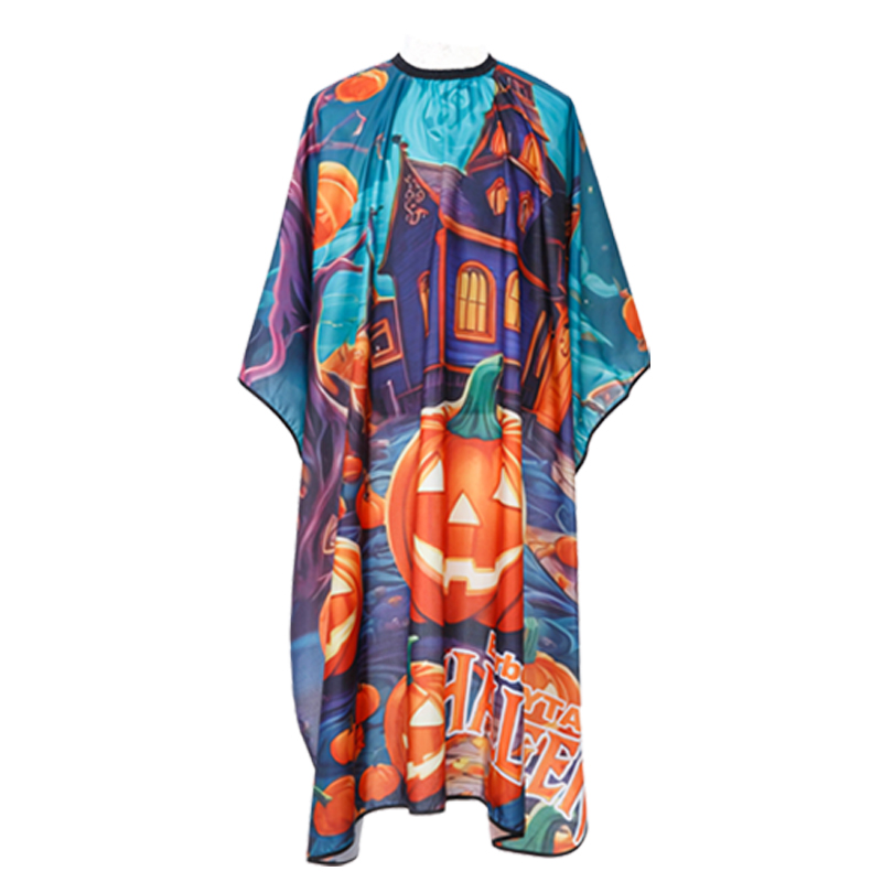 3 Kleur Halloween Kapper Schort Pompoenpatroon Waterdichte Doek Stofdichte Cape Salon Professionele Kapper Winkel Accessoires: Light Grey