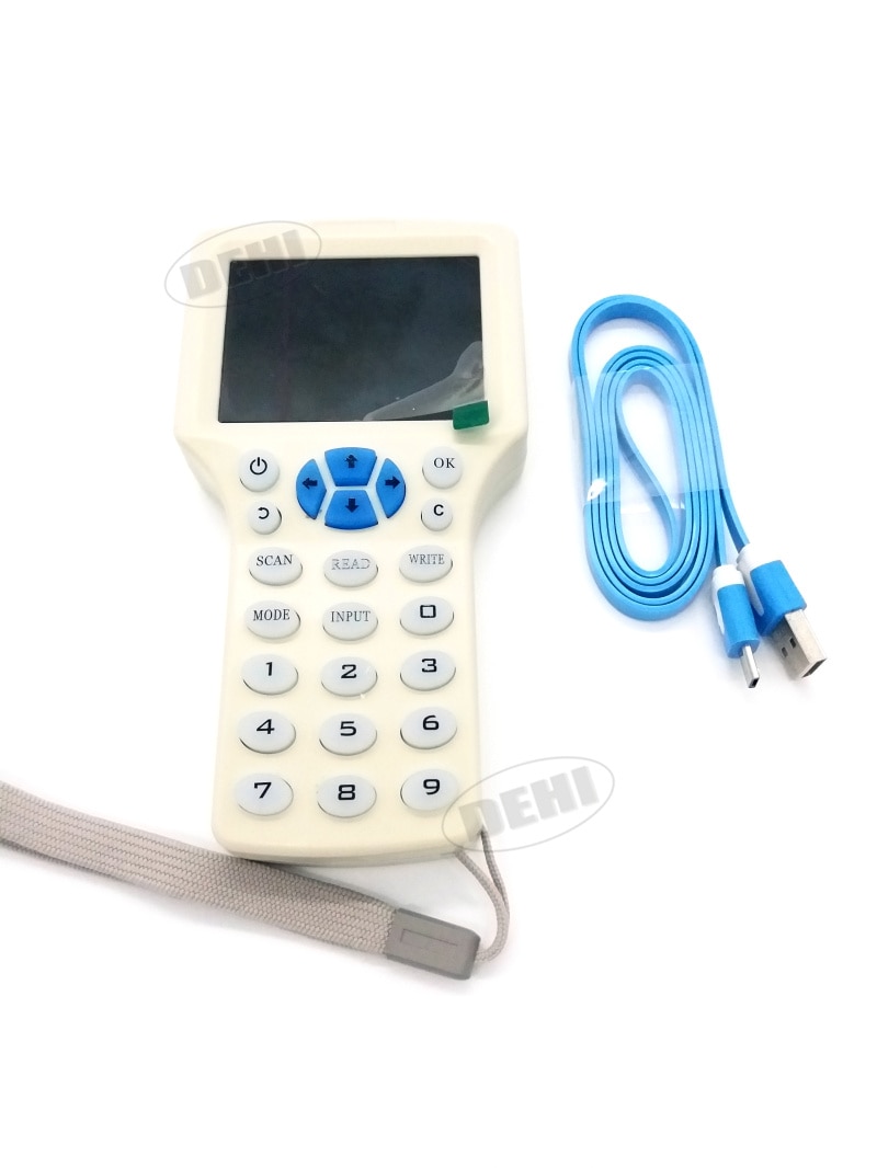 Copieur Rfid NFC portatif anglais, 10 fréquences + 5 porte-clés 125khz + 5 porte-clés UID 13.56mhz