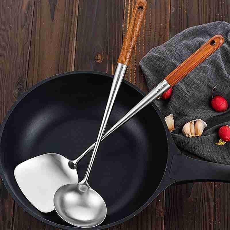 Espátula para Wok y cuchara de 17 pulgadas para cocina, espátula duradera para Wok, espátula para Wok, utensilios de cocina