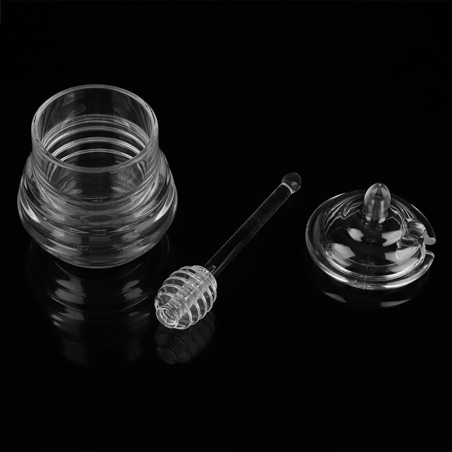 245ml Honey Transparent Beehive shaped Honey Jar with Dripper Stick for Storing and Dispensing Honey Lid Transparent Honey Pot