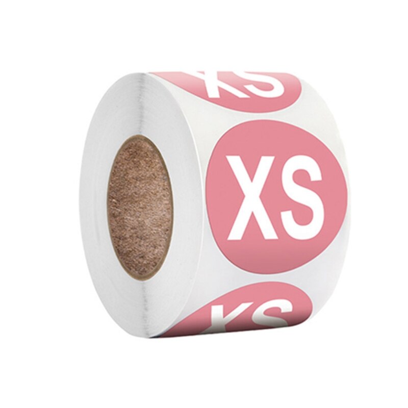 Pegatinas redondas de colores para ropa, etiquetas adhesivas de 1 pulgada para zapatos, sombreros, ropa interior, sujetador impreso, 500 Uds.: XS