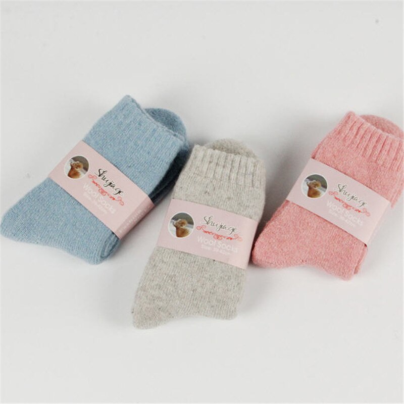 Vinter ull förtjockning varma strumpor kvinnor ren enfärgad termostrumpa ultra tjock kvinnlig meias strumpor kvinnor  a1476