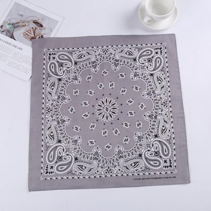 Bohemia Print Bandana Hair Bands for Girls Women Headband Scarf Face Mask Cross TurbanBandanas Headwear 55cmX55cm Hair Headwrap: GRAY