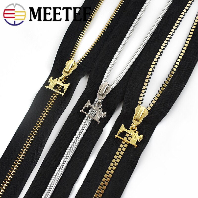 Meetee 10pcs 3# 5# Zipper Sliders for Metal Nylon Resin Zips Garment Repair Zip Head DIY Jacket Sew Zippers Slider Puller Kits