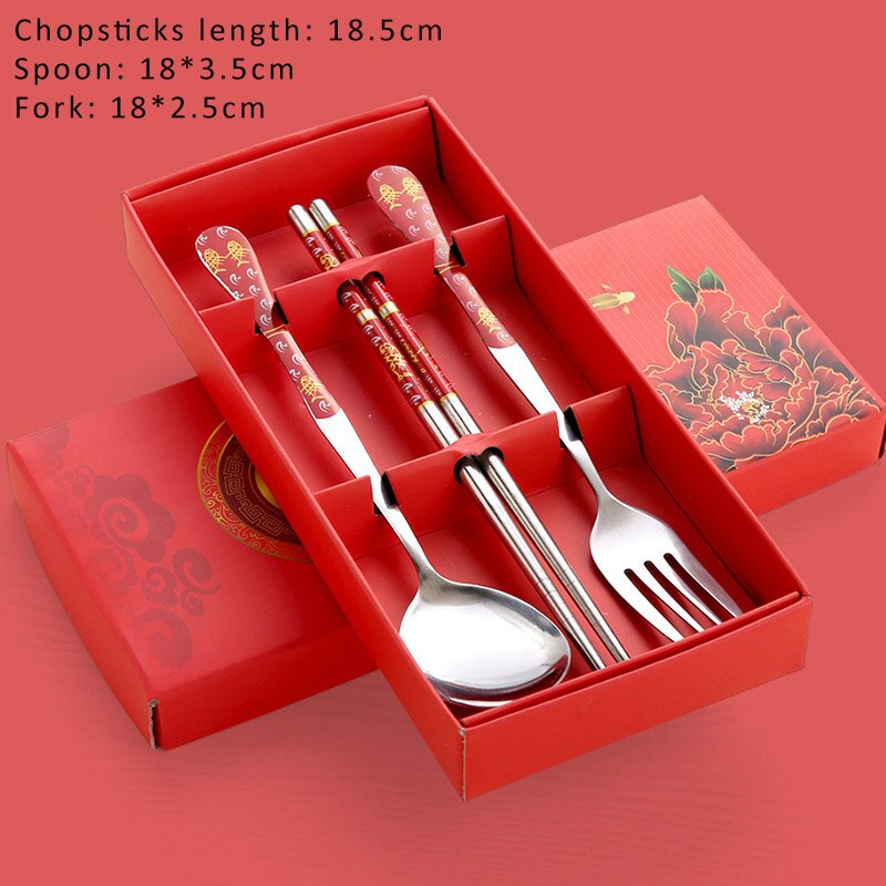 3 unids/set vajilla Picnic Camping cubiertos para viajes al aire libre con el caso de accesorios de cocina de acero inoxidable de estilo chino