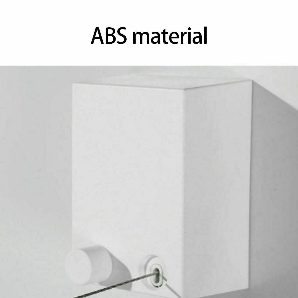 Indoor Outdoor Retractable Laundry Clothesline Wall Hanging Stretch Washing Clothes Line Shrinking Balcony Invisible Line: WHITE