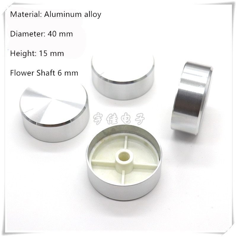 2 Stuk 40*15Mm Zilver Aluminium Dekselkleur Potentiometer Snelheid Schakelaar Knop Geschikt Voor Bloem As 6Mm