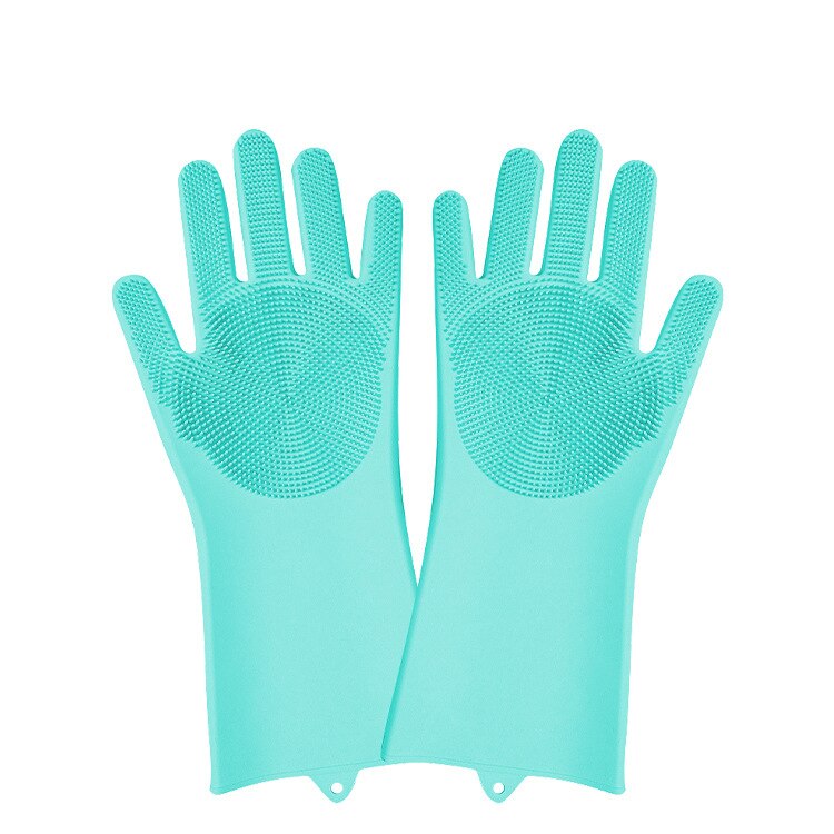 1 paar siliconen was handschoenen met borstel magische siliconen afwas handschoenen afwas voedsel schoonmaken gereedschap schrob handschoenen: Yls 04-170g
