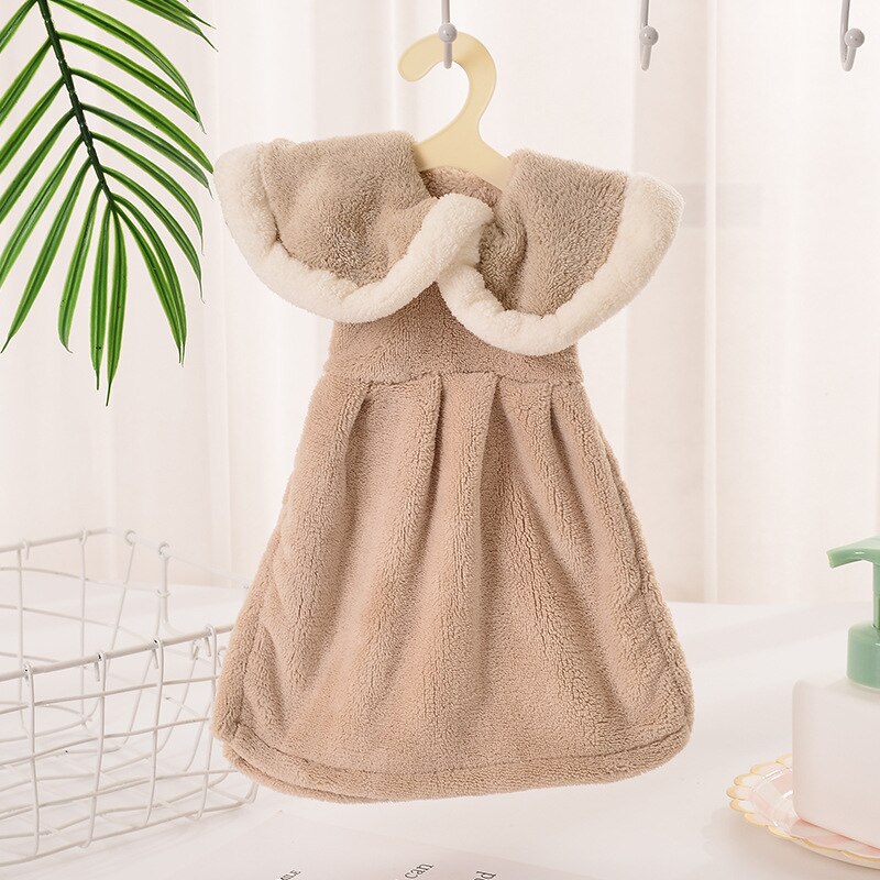 Tørring hurtigt håndklæde dejlig kjole superabsorberende mikrofiber stof koral fløjl badeværelse køkkenbøjle håndklæde: Khaki