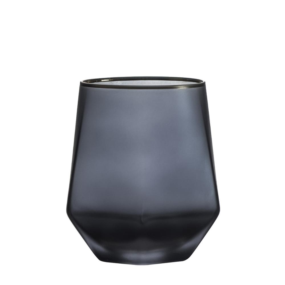 Geometri frostet whiskyglass diamant glass kopp gylden kant gjennomsiktig kaffe melk krus hjem bar farget drikkevarer par: Frostet e