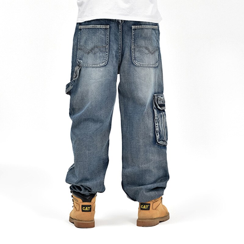 30-46 de talla grande Harlan de pierna recta pantalones de talla grande casuales de los hombres de nueve punto jeans pierna ancha de talla grande casual de pantalones de algodón