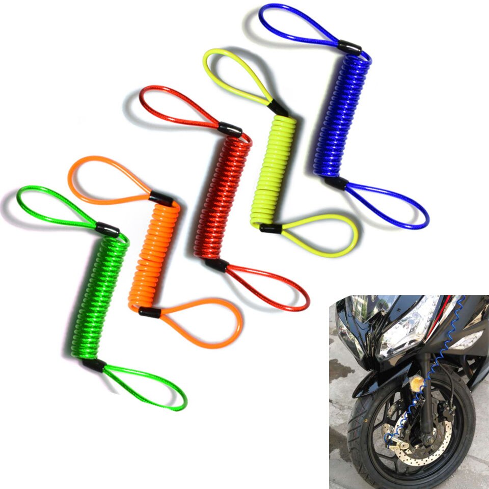 Candados de rueda de cuerda de resorte para motocicleta, bloqueo de disco de bicicleta, Cable antirrobo de seguridad, Cable de recordatorio, accesorios de moto