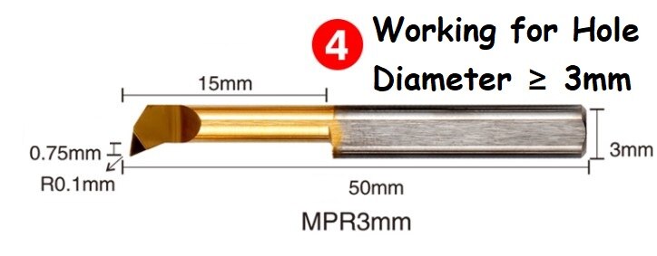 Mpr fuld størrelse 1 1.5 2 3 4 5 6 mm drejebænkemaskine brug hårdmetalborestang: Mpr 3 r0.1 l15