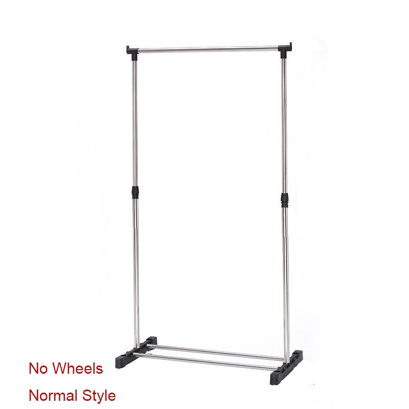 Clothes Rack Stainless Steel Single Pole Floor To Ceiling Lifting Folding Balcony Clothes Rod Simple Hanger Living Room Clothes: No wheels-normal
