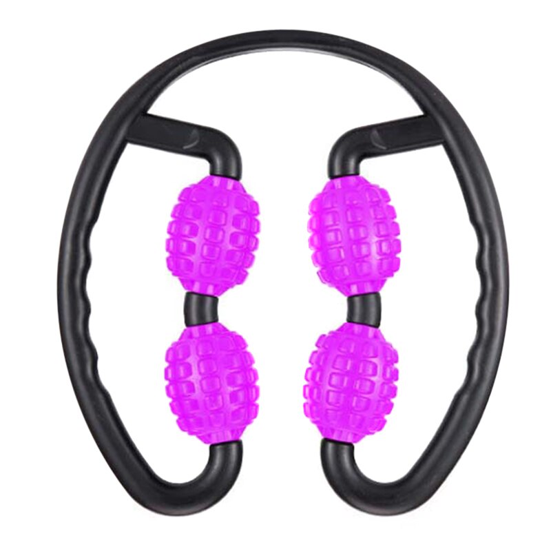 U Shape Trigger Point Massage Roller for Arm Leg Neck Muscle Tissue Fitness Gym Yoga Pilates Sports 4 Wheel Blocks Yoga Roller: Purple