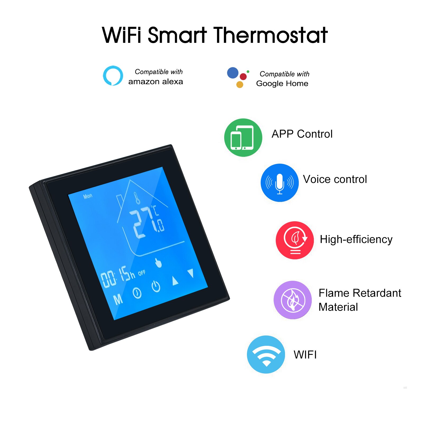 WiFi Smart Thermostat Temperature Controller LCD Display Week Programmable for Water Heating Ewelink Compatible with Alexa