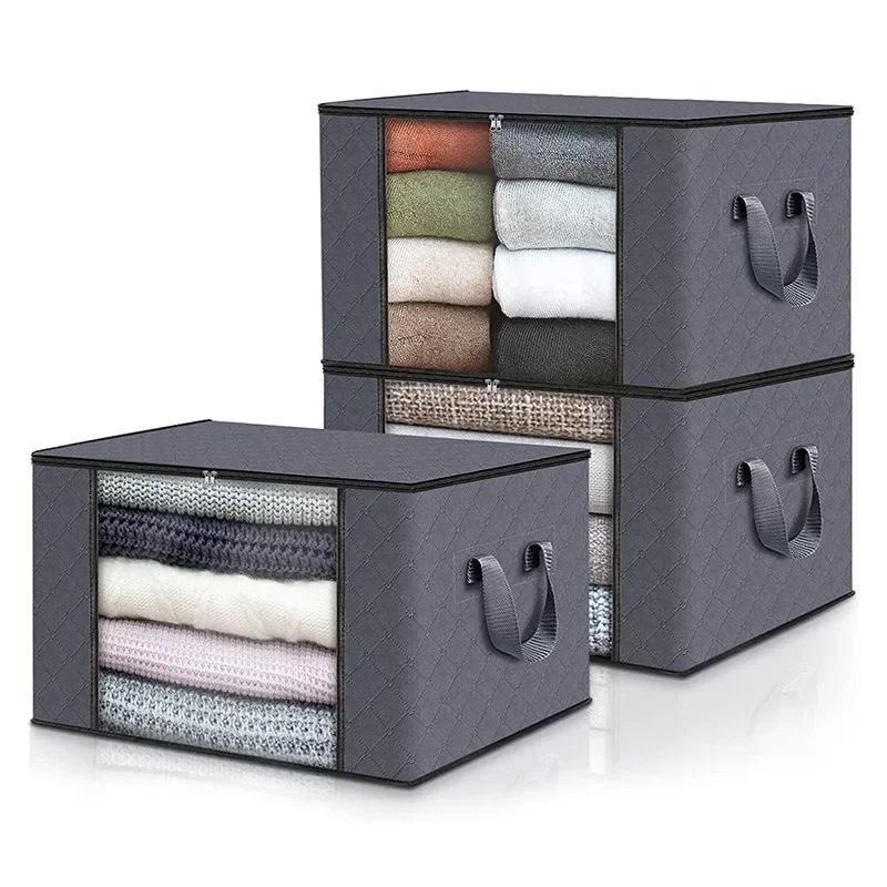 Sac de rangement pour vêtements de grande capacité, 3/1 pièces, sacs de rangement pliables pour couvertures, conteneurs de rangement pour organiser les vêtements de placard de chambre à coucher