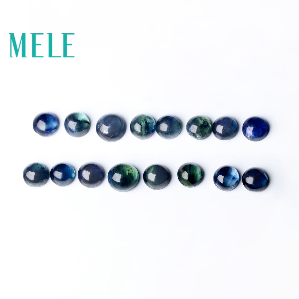 MELE Natural Blue Sapphire loose gemstone for jewelry making,3-3.5mm Round 2.6ct 16p fine jewelry DIYstones with