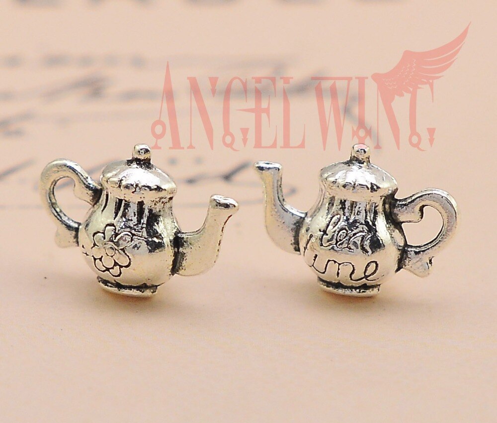 20 Stks/partij-7X15X13Mm, Theepot Chams, Oud Zilver 3D Theepot Charms, diy Supplies, Sieraden Accessoires