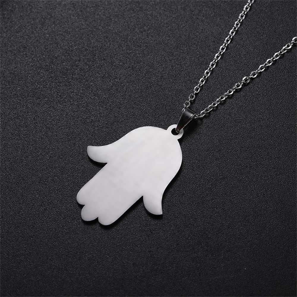 EUEAVAN Vintage Hamsa mano de Fátima colgante collar de acero inoxidable turco mal de ojo collares espíritu joyería de la suerte para hombre