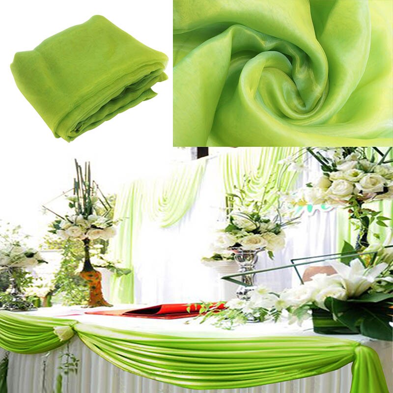 Tissu Organza avec ruban pur 10M x 1.35M | Couverture pour mariage, fournitures de décoration pour Banquet de mariage, célébrations d'hôtel: grass green