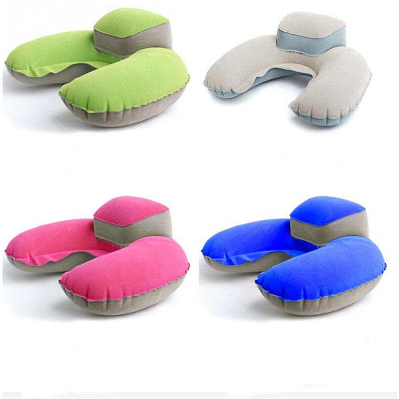 Oreiller gonflable en forme de U, coussin de cou et tête Durable pour voyage, Camping, extérieur (avec bouchon d'oreille)