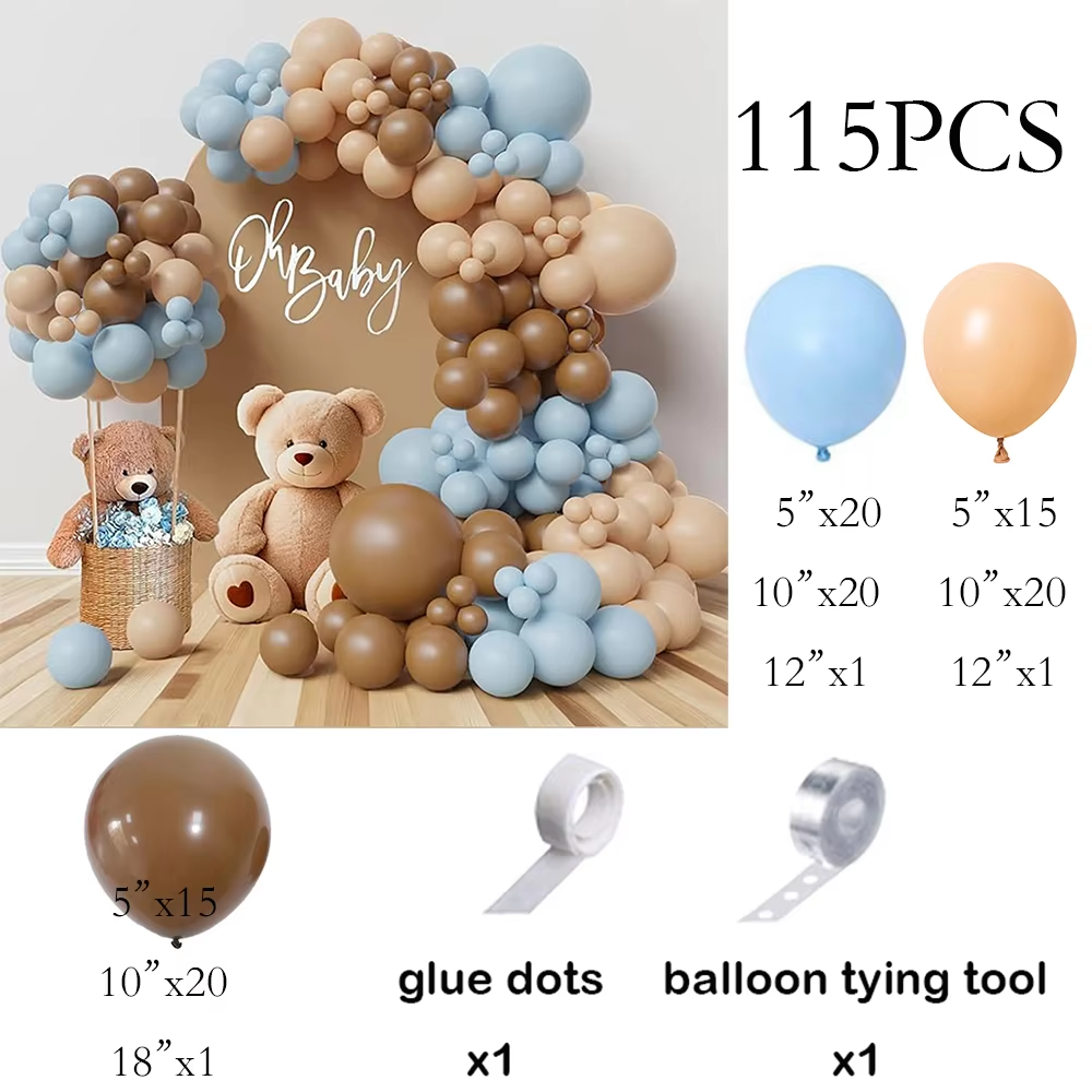 Babyblå ballongbue pastellblå hvite sølvballonger krans konfirmasjon barnebursdagsfest kjønnsavsløringe bryllupsdekorasjon: Rubin