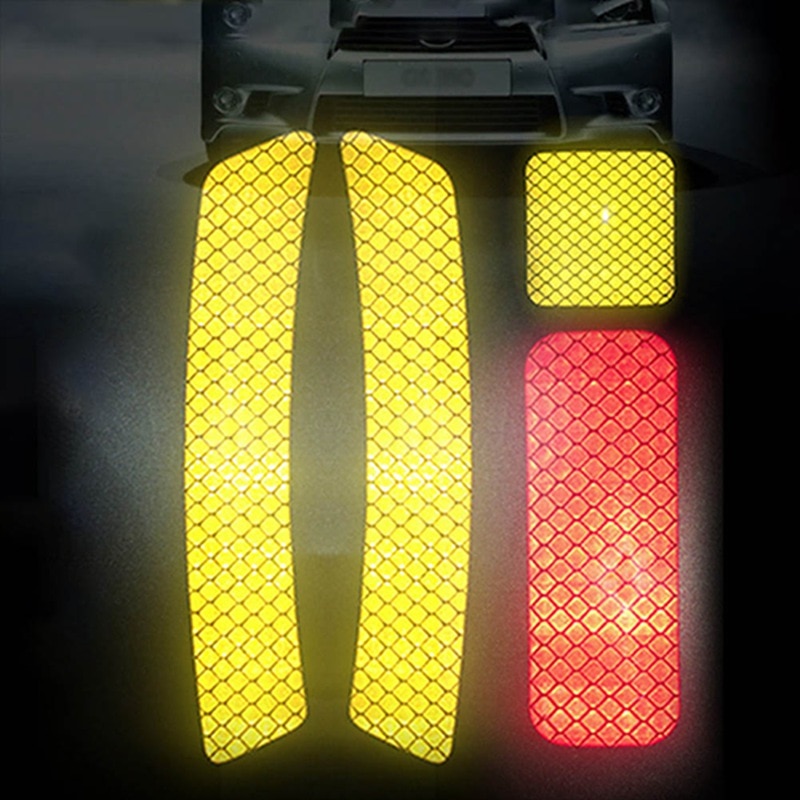Cinta de tira de advertencia reflectante para parachoques de coche, calcomanías reflectantes de seguridad, estilo