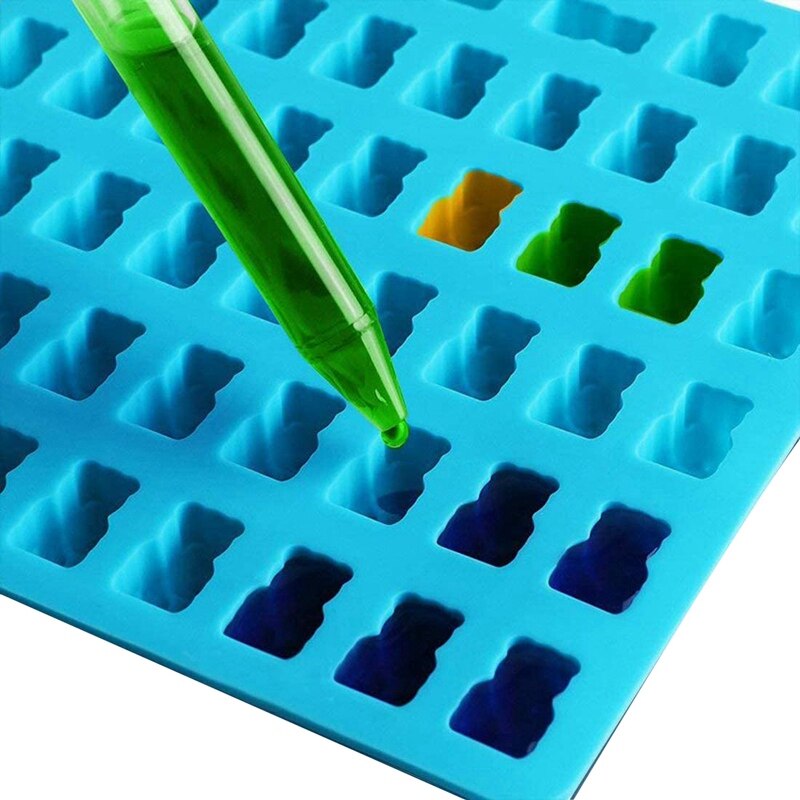 50 hulrom fargerike silikon bjørn gummy godteri form med 6 dråpeteller til diy godteri, gelé, kake, sjokolade, er  -6 pakke