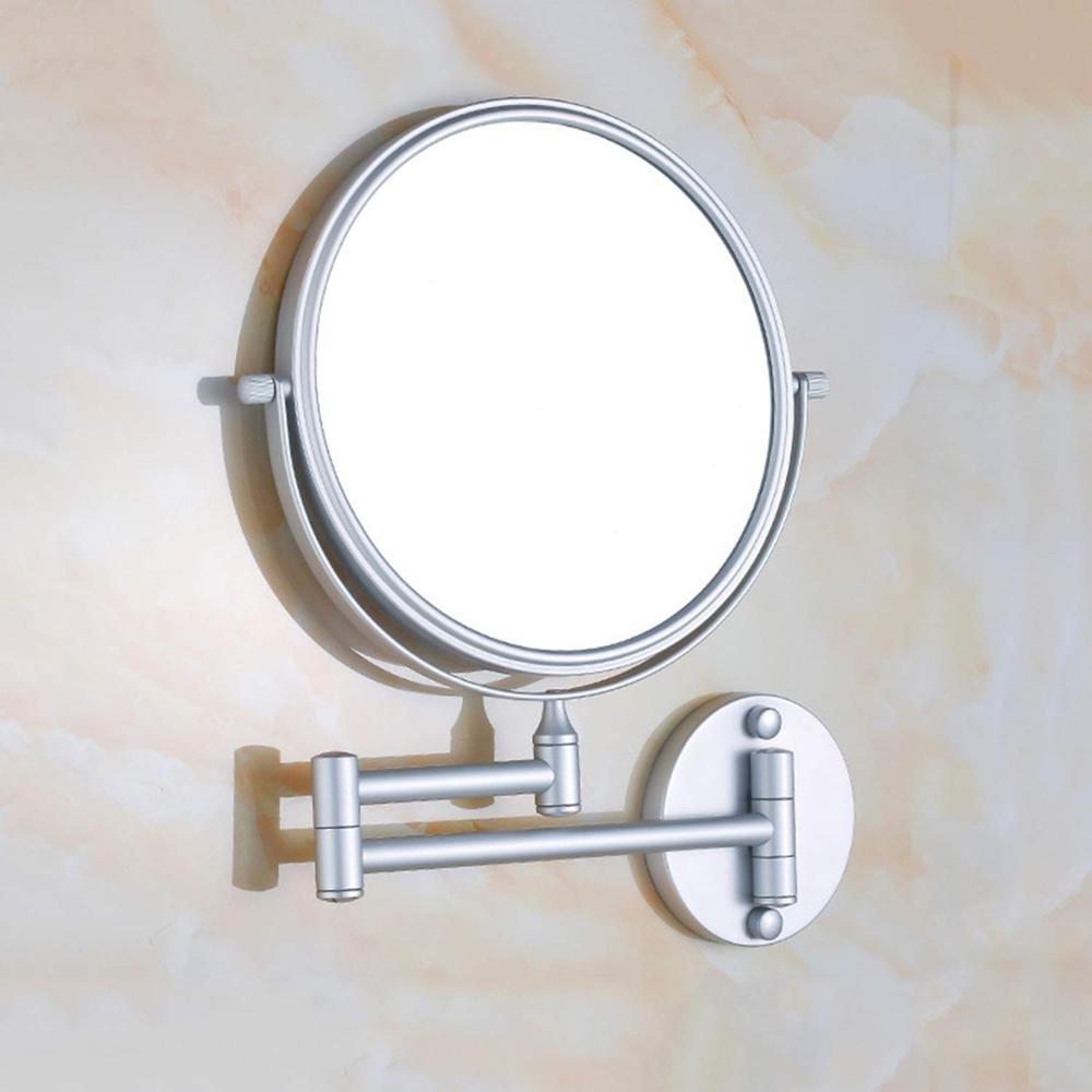 8 inch Wall-Mounted Bathroom Folding Mirror Space Aluminum Telescopic Double-Sided Mirror 3X Magnifying Glass Makeup Mirror