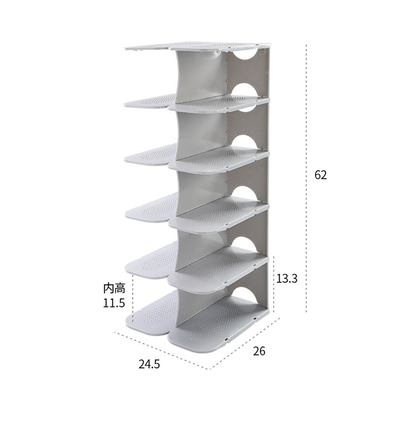 DIY 6 Layers Stackable Shoe Hanger Assembly Integrated Space Saving Shoes Storage Rack Large Capacity Cabinet Shoe Organizer